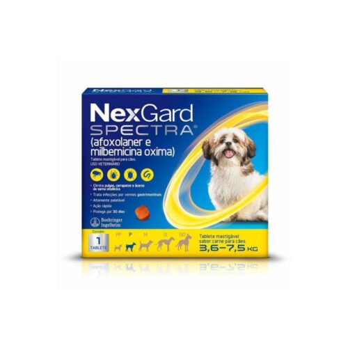 NexGard Spectra P Antipulgas, Carrapatos e Vermífugo para Cães 3,6Kg a 7,5Kg Caixa com 1 Comprimido