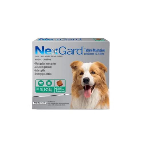 NexGard Antipulgas e Carrapatos para Cães de 10,1 a 25Kg caixa com 1 comprimido