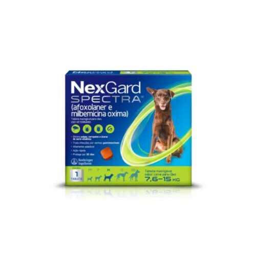 NexGard Spectra M Antipulgas, Carrapatos e Vermífugo para Cães 7,5Kg a 15Kg Caixa com 1 Comprimido