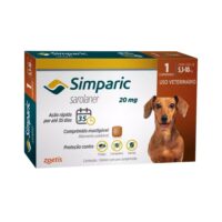 Antipulgas e Carrapatos Simparic 20Mg para Cães de 5,1 a 10kg caixa com 1 comprimido