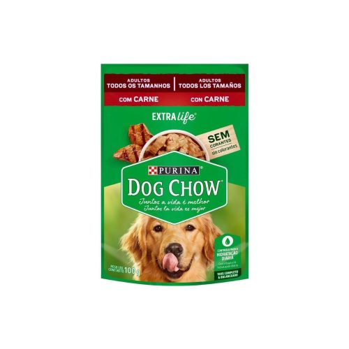 Sachê Dog Chow Adultos Todos os Tamanhos Sabor Carne ao Molho 100g