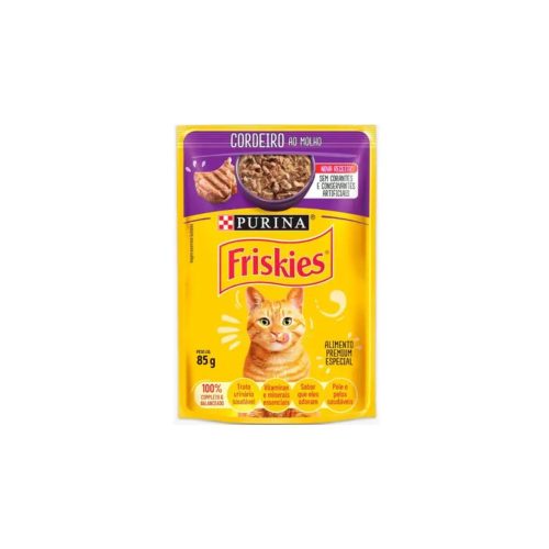 Sachê Friskies Gatos Adultos Sabor Cordeiro ao Molho 85g